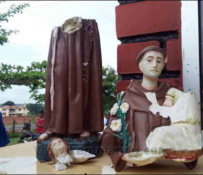 Miscreants vandalise St Antony’s statue at Kandlur church